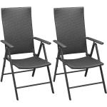 Schwarze vidaXL Polyrattan Gartenstühle aus Polyrattan stapelbar Breite 50-100cm, Höhe 100-150cm, Tiefe 50-100cm 2-teilig 