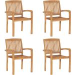 Braune Rustikale vidaXL Teakholz-Gartenstühle aus Massivholz stapelbar 4-teilig 