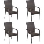 Braune Moderne vidaXL Polyrattan Gartenstühle aus Polyrattan stapelbar 4-teilig 