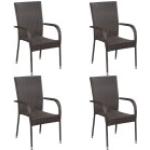 Braune Moderne vidaXL Polyrattan Gartenstühle aus Polyrattan stapelbar 4-teilig 