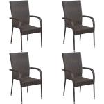 Braune Moderne vidaXL Polyrattan Gartenstühle pulverbeschichtet aus Polyrattan Outdoor Breite 50-100cm, Höhe 50-100cm, Tiefe 50-100cm 4-teilig 