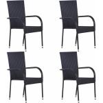 Schwarze Moderne Polyrattan Gartenstühle aus Polyrattan Outdoor Breite 50-100cm, Höhe 50-100cm, Tiefe 50-100cm 4-teilig 