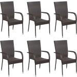 Braune Moderne vidaXL Polyrattan Gartenstühle aus Polyrattan stapelbar 6-teilig 