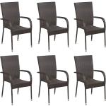 Braune Moderne vidaXL Polyrattan Gartenstühle pulverbeschichtet aus Polyrattan Outdoor Breite 50-100cm, Höhe 50-100cm, Tiefe 50-100cm 6-teilig 