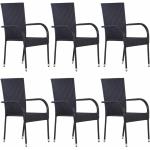Schwarze Moderne Polyrattan Gartenstühle aus Polyrattan Outdoor Breite 50-100cm, Höhe 50-100cm, Tiefe 50-100cm 6-teilig 