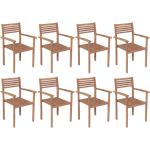 Rustikale vidaXL Teakholz-Gartenstühle aus Massivholz stapelbar 8-teilig 