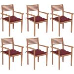 Rustikale vidaXL Teakholz-Gartenstühle aus Massivholz stapelbar 6-teilig 