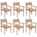 Rustikale Teakholz-Gartenstühle aus Massivholz stapelbar 6-teilig 