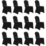Schwarze Stuhlhussen aus Stoff 12-teilig 
