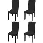 Schwarze Stuhlhussen aus Stoff maschinenwaschbar 4-teilig 