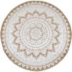 Beige Geflochtene vidaXL Runde Jute-Teppiche 240 cm mit Mandala-Motiv aus Jute 