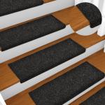 Schwarze vidaXL Stufenmatten & Stufenteppiche 15-teilig 