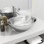 Silberne Moderne vidaXL Ovale Ovale Waschbecken & Ovale Waschtische aus Keramik 