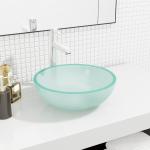 Cremefarbene Moderne vidaXL Aufsatzwaschbecken & Aufsatzwaschtische matt aus Glas 
