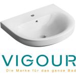 Weiße Vigour clivia Rechteckige Handwaschbecken & Gäste-WC-Waschtische aus Keramik mit Hahnloch 
