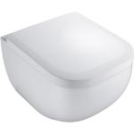 VIGOUR DERBY Wand WC kompakt 48 cm spülrandlos mit verdeckter Befestigung, PflegePlus und WC-Sitz, weiß