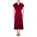 Burgundfarbene Vintage Ärmellose V-Ausschnitt Lange Abendkleider Handwäsche für Damen Größe L für Brautjungfern 