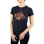 Dunkelblaue Elegante Bio T-Shirts aus Seide für Damen Größe XXL 