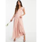 Reduzierte Rosa Ärmellose Vila Maxi V-Ausschnitt Sommerkleider mit Reißverschluss aus Polyester für Damen Größe XS 