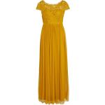 Goldgelbe Unifarbene Vila Maxi Abendkleider rückenfrei aus Polyester für Damen Größe M 