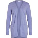 VILA Damen Basic Cardigan Stretch Feinstrick Jacke mit Taschen Cozy Knit Jacket ohne Verschluss VIRIL, Farben:Lila, Größe:XXL