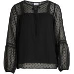 Schwarze Gepunktete Langärmelige Transparente Blusen & durchsichtige Blusen durchsichtig aus Spitze für Damen Größe XXL 