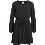 Reduzierte Schwarze Langärmelige Vila Midi Abendkleider A-Linie aus Polyester für Damen Größe L 
