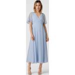 Hellblaue Unifarbene Vila Maxi V-Ausschnitt Taillierte Kleider aus Polyester für Damen Größe S 