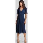Marineblaue Vila Midi V-Ausschnitt Wickelkleider aus Chiffon für Damen Größe S 