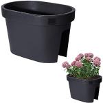 Schwarze 24 cm Geländer Blumentöpfe aus Kunststoff Outdoor 
