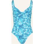 Reduzierte Blaue Blumenmuster Vilebrequin U-Ausschnitt Damenbadeanzüge aus Polyamid mit verstellbaren Trägern Größe S 
