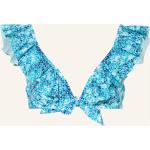 Reduzierte Blaue Blumenmuster Vilebrequin Bikini-Tops mit Volants aus Polyamid mit Bügel für Damen Größe M 