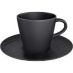 Schwarze Villeroy & Boch Manufacture Rock Kaffeetassen aus Porzellan 