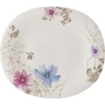 Graue Blumenmuster Ovale Speiseteller & Essteller 25 cm aus Porzellan mikrowellengeeignet 