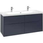 Marineblaue Villeroy & Boch Subway 3.0 Rechteckige Handwaschbecken & Gäste-WC-Waschtische aus Holz 