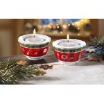 Grüne Villeroy & Boch Runde Weihnachts-Teelichthalter aus Porzellan 