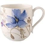 Reduzierte Graue Blumenmuster Villeroy & Boch Mariefleur Gris Kaffeebecher 350 ml aus Porzellan mikrowellengeeignet 1-teilig 