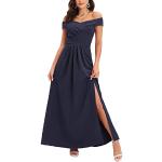 Marineblaue Elegante Ärmellose Maxi V-Ausschnitt Lange Abendkleider für Damen Größe M für Brautjungfern 