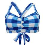 Blaue Rockabilly Audrey Hepburn Bikini-Tops in 75C für Damen Übergrößen 