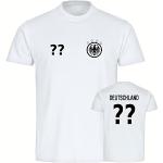 VIMAVERTRIEB® Herren T-Shirt Deutschland - Trikot Retro Trikot mit Deiner Nummer - Druck: schwarz - Männer Shirt Fanartikel - Größe: L weiß