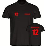 VIMAVERTRIEB® Herren T-Shirt Freiburg - Trikot 12 - Druck: rot - Männer Shirt Fußball Fanartikel Fanshop - Größe: 4XL schwarz