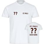 VIMAVERTRIEB® Herren T-Shirt St. Pauli - Trikot mit Deinem Namen und Nummer - Druck: braun - Männer Shirt Fußball Fanartikel Fanshop - Größe: XXL weiß