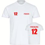 VIMAVERTRIEB® Kinder T-Shirt Freiburg - Trikot 12 - Druck: rot - Shirt Jungen Mädchen Fußball Fanartikel Fanshop - Größe: 164 weiß