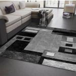 Designer Teppich Wohnzimmer Grau Kariert mit Farbverlauf und Konturenschnitt,60 x 110 cm