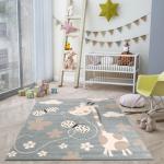 Blaue VIMODA Homestyle Kinderteppiche mit Giraffen-Motiv 80x150 