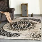 VIMODA Teppich kurzflor Klassisch Orient Design Vintage Mandala Dunkelbraun Braun Beige, für Wohnzimmer, Schlafzimmer, Maße:120 x 170 cm