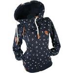 Unifarbene Maritime Zip Hoodies & Sweatjacken mit Reißverschluss aus Fleece mit Kapuze für Damen Größe M für den für den Herbst 