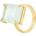 Pastellblaue Topas Ringe vergoldet aus Kristall mit Topas Größe 52 