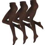Braune Strickstrumpfhosen aus Baumwolle für Damen Größe 40 3-teilig für den für den Herbst 