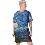 Sterne Vintage Van Gogh Shirtkleider aus Polyester für Damen 